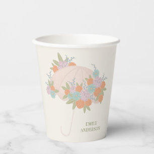 Yellow Floral Umbrella Colourful Baby Shower Paper Cups