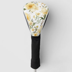 Yellow Floral Watercolor Botanical Garden Golf Head Cover