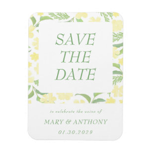 Yellow Floral Watercolor Save the Date Magnet