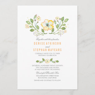 Yellow Floral Watercolor Wedding Invitations
