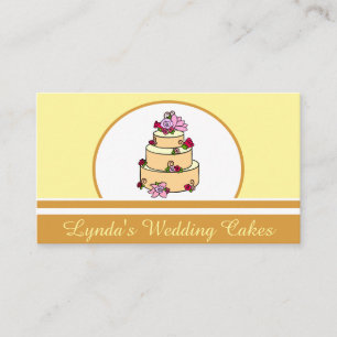 Yellow Floral Wedding Cake Bakery Business Card
