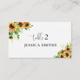 Yellow Floral Wedding Folded Place Card