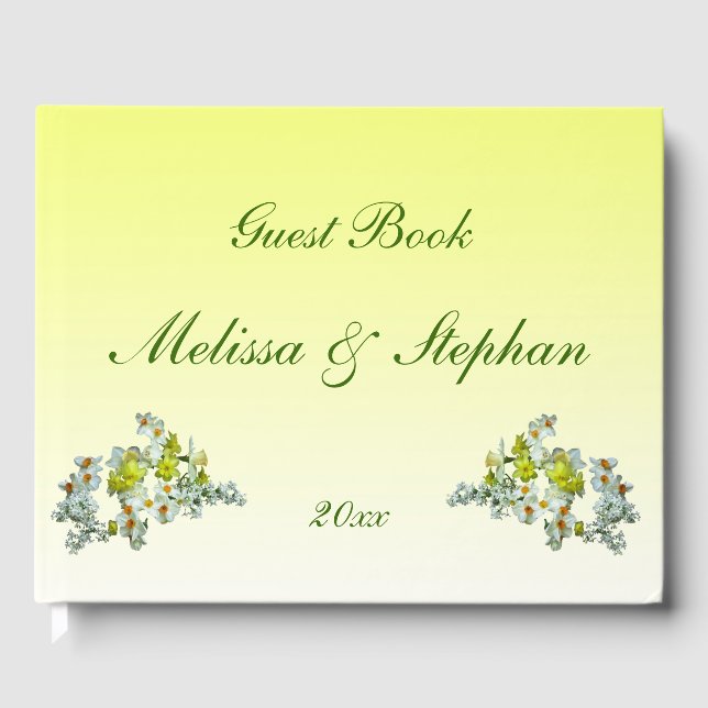 Yellow Floral Wedding Guest Book (Front)