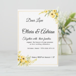 Yellow Floral Wedding Invitation   ElegaInvitation