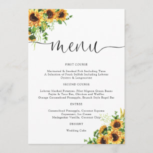 Yellow Floral Wedding Menu