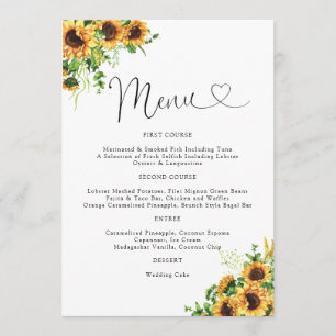 Yellow Floral Wedding Menu