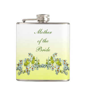 Yellow Floral Wedding Mother of the Bride Hip Flask