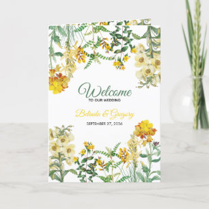 Yellow Floral Wedding Program Order of Service Programme