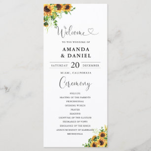 Yellow Floral Wedding Program Programme