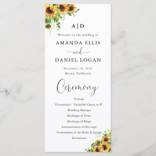 Yellow Floral Wedding Program Programme