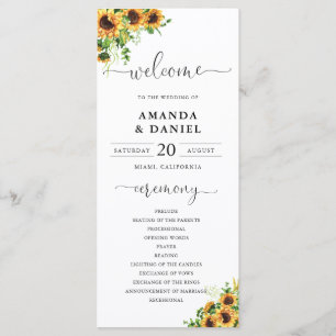 Yellow Floral Wedding Program Programme