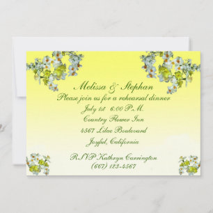 Yellow Floral Wedding Rehearsal Dinner Invitation