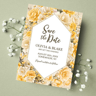 Yellow Floral Wedding Save The Date