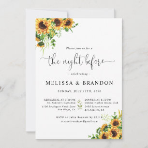 Yellow Floral Wedding The Night Before Invitation