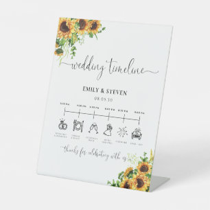 Yellow Floral Wedding Timeline Sign