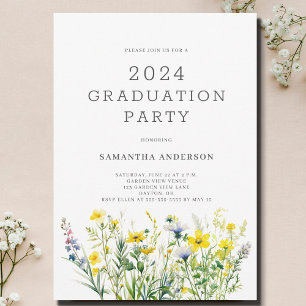 Yellow Floral Wildflower Graduation Party Invitation