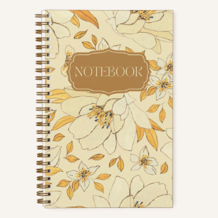 Yellow Floral with Flowers and Leaves Notebook