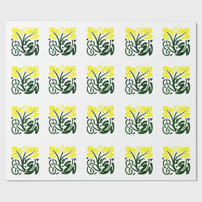 Yellow Floral Wrapping Paper (Flat)