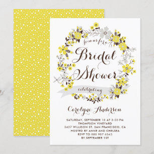 Yellow Floral Wreath Bridal Shower Invitation