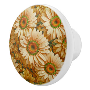 Yellow floral yellow sunflower yellow daisies ceramic knob