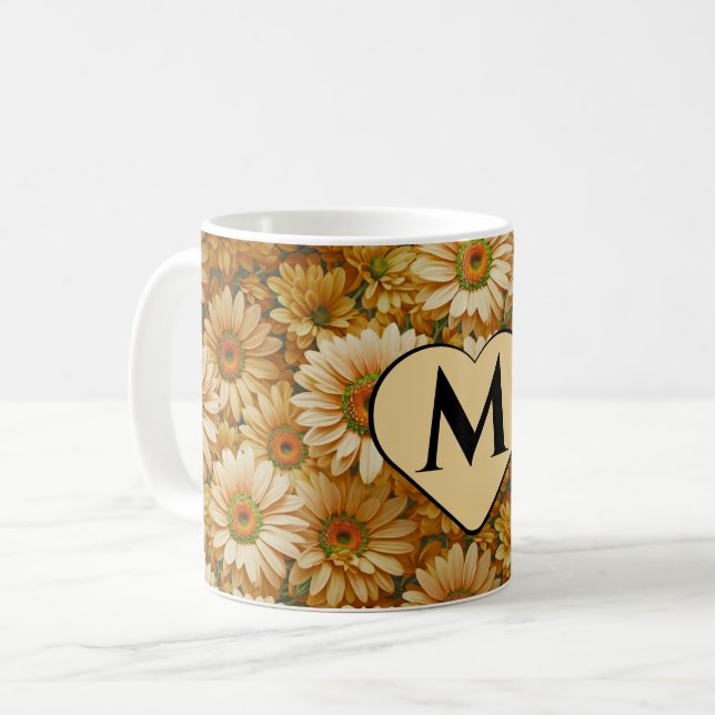 Yellow floral yellow sunflower yellow daisies  coffee mug (Front Left)