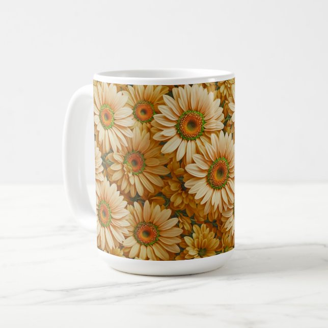Yellow floral yellow sunflower yellow daisies  coffee mug (Front Left)