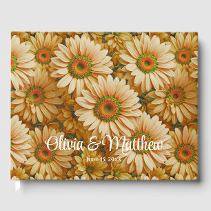 Yellow floral yellow sunflower yellow daisies  guest book