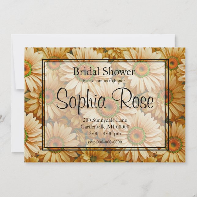 Yellow floral yellow sunflower yellow daisies  invitation (Front)