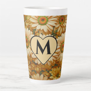 Yellow floral yellow sunflower yellow daisies latte mug