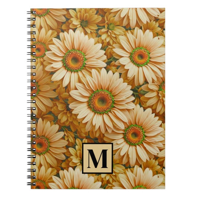 Yellow floral yellow sunflower yellow daisies  notebook (Front)