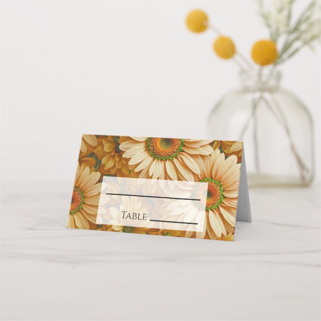 Yellow floral yellow sunflower yellow daisies  place card (Front)