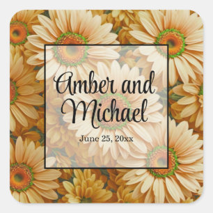 Yellow floral yellow sunflower yellow daisies  square sticker