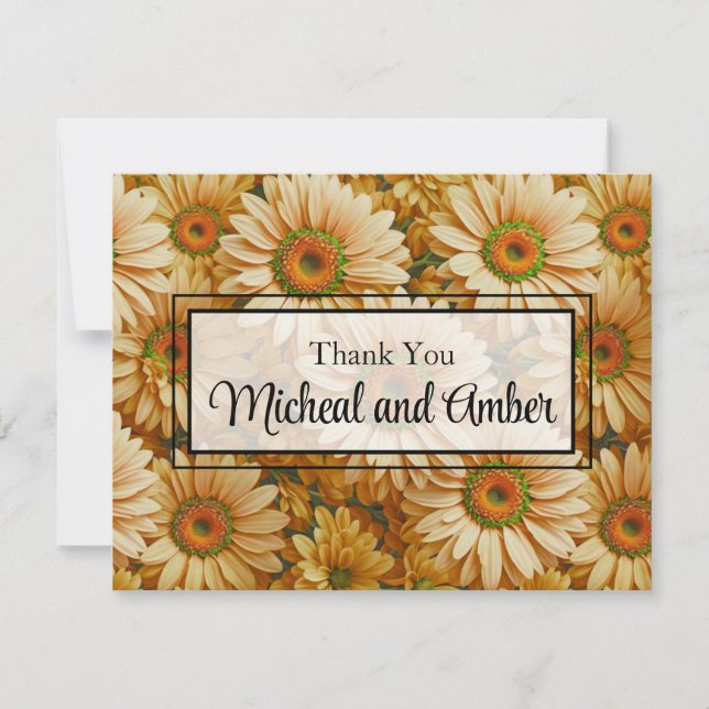Yellow floral yellow sunflower yellow daisies  thank you card (Front)