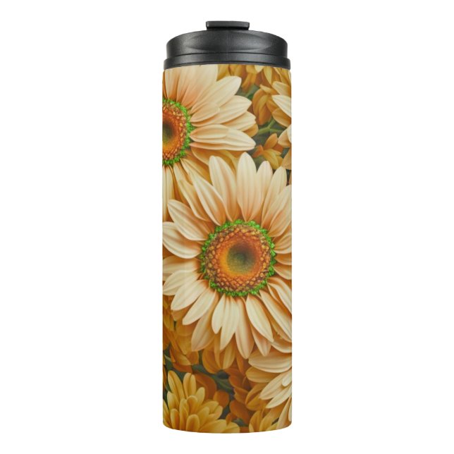 Yellow floral yellow sunflower yellow daisies  thermal tumbler (Front)