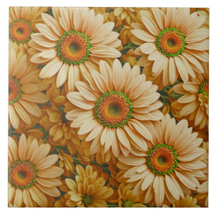 Yellow floral yellow sunflower yellow daisies  tile