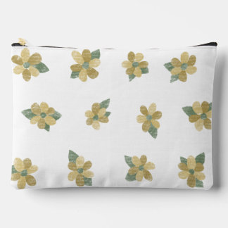 Yellow Floral Zipper Pouch - Large