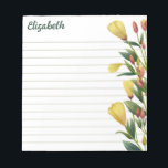 Yellow Florals Evening Primrose Lined Your Name Notepad<br><div class="desc">Personalised floral notepad with practical lines and your name in a green script and yellow flowers adorning the right side of the notepad. Evening primrose notepad with a lined paper and personalised with your name in a charming green script. Personalised notepad printed with illustrations of yellow flowers, green leaves, and...</div>