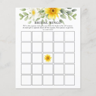 Yellow Florals Greenery Bridal Shower Bingo Game