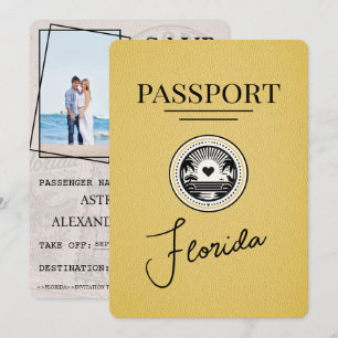 Yellow Florida Passport Save The Date