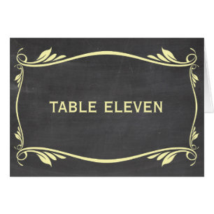 Yellow Flourish Chalkboard Table Number Card