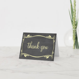 Yellow Flourish Chalkboard Thank You Card