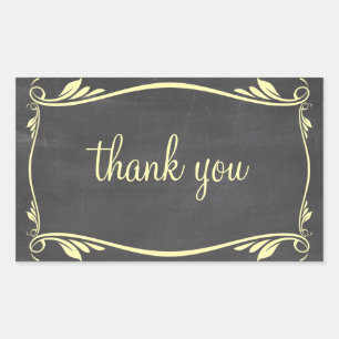 Yellow Flourish Chalkboard Thank You Stickers