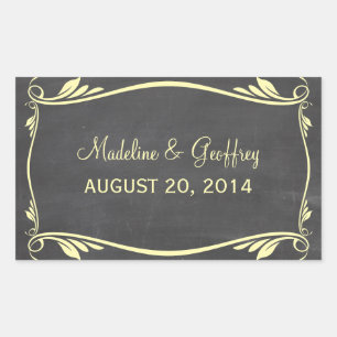 Yellow Flourish Chalkboard Wedding Stickers