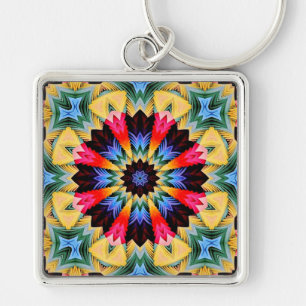Yellow Flower Abstract Keychain