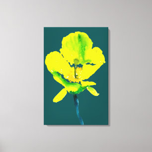 Yellow flower abstract watercolor canvas print