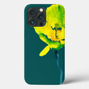 Yellow flower abstract watercolor iPhone 13 pro case