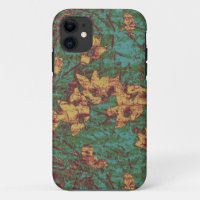 Yellow flower against leaf camouflage pattern 2