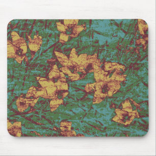 Yellow flower against leaf camouflage pattern 2 mouse mat