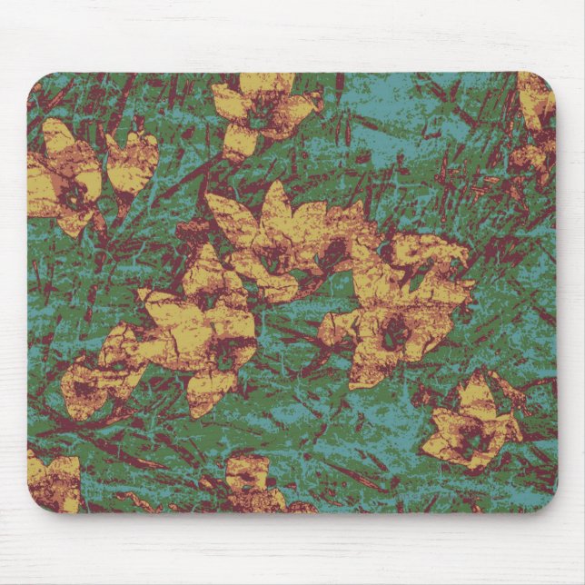 Yellow flower against leaf camouflage pattern 2 mouse mat (Front)