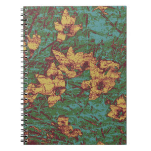 Yellow flower against leaf camouflage pattern 2 notebook